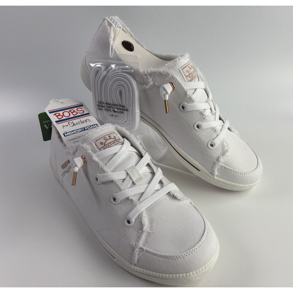 Skechers B Cute 2.0 Shoes Vegan White Sneakers Memory Foam Women's Size 10 NEW - Picture 2 of 7